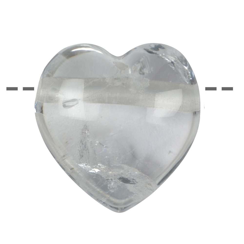 Cristal de roche percé en forme de coeur, 4,5cm 