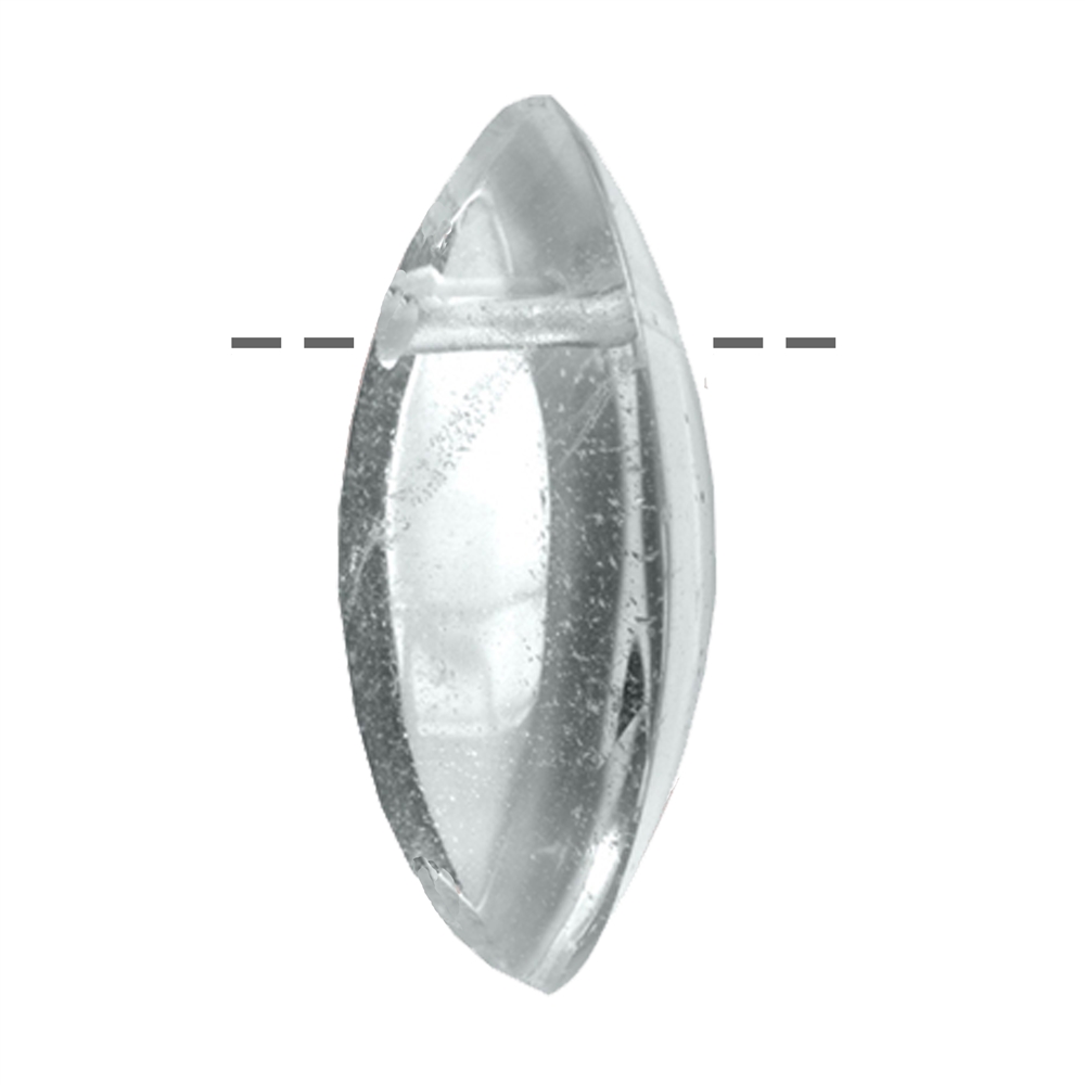 Navette Cristal de roche percée, 3,0cm
