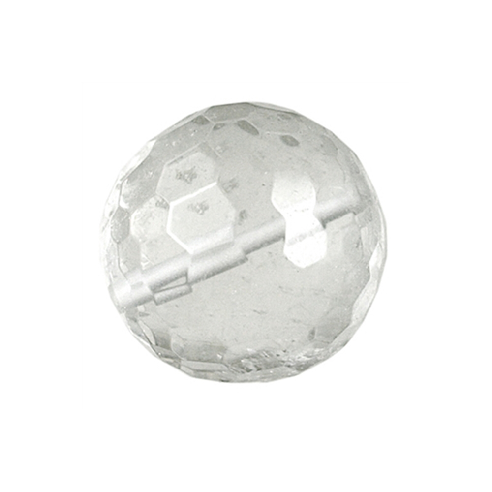 Boule Cristal de roche percée à facettes, 12mm