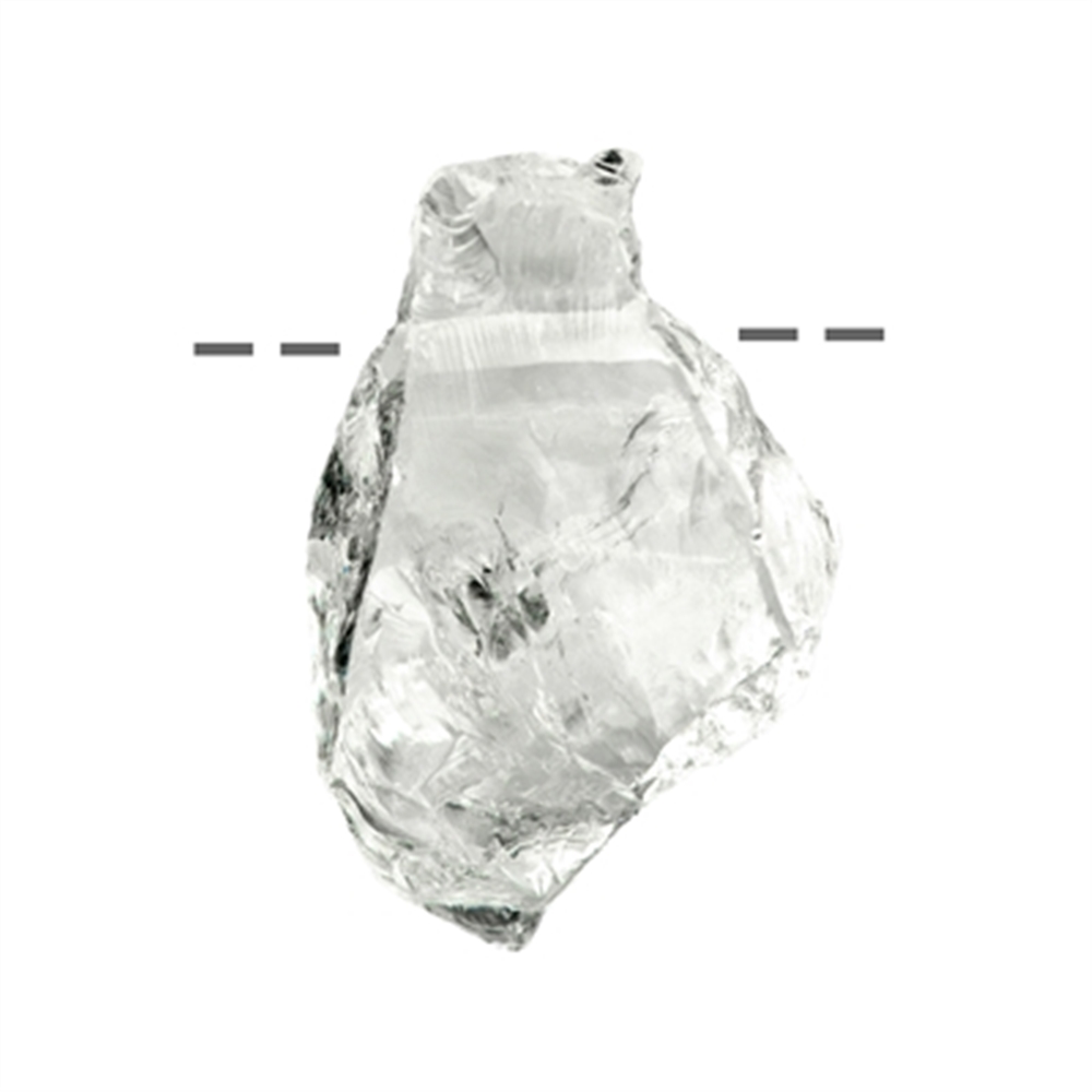 Cristal de roche brut percé, 5,0 - 5,5cm (moyen)