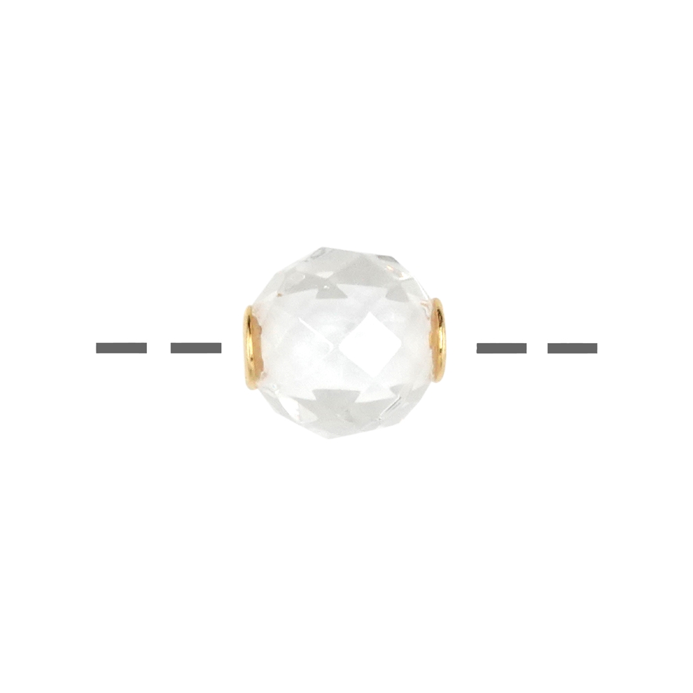 Perle di gioielleria in cristallo di rocca 12 mm, sfaccettate, placcate oro
