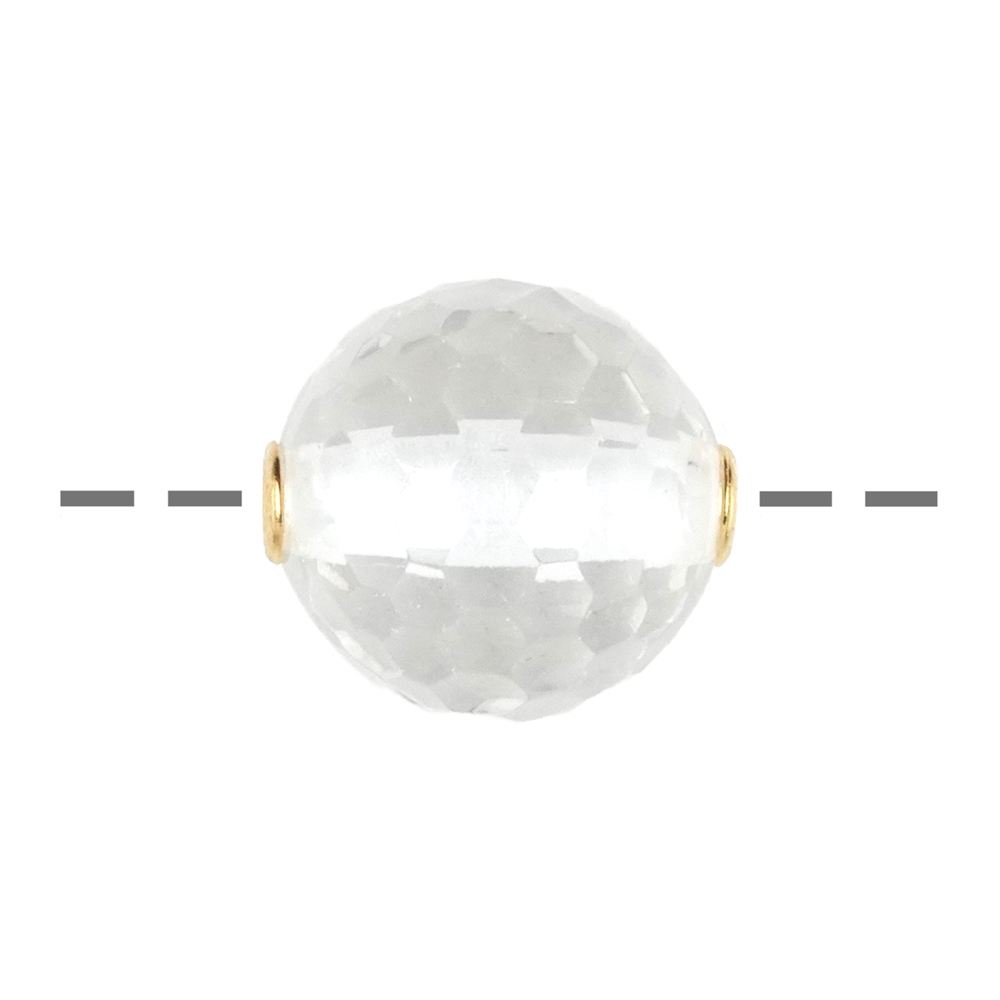 Perle di gioielleria in cristallo di rocca 20 mm, sfaccettate, placcate oro