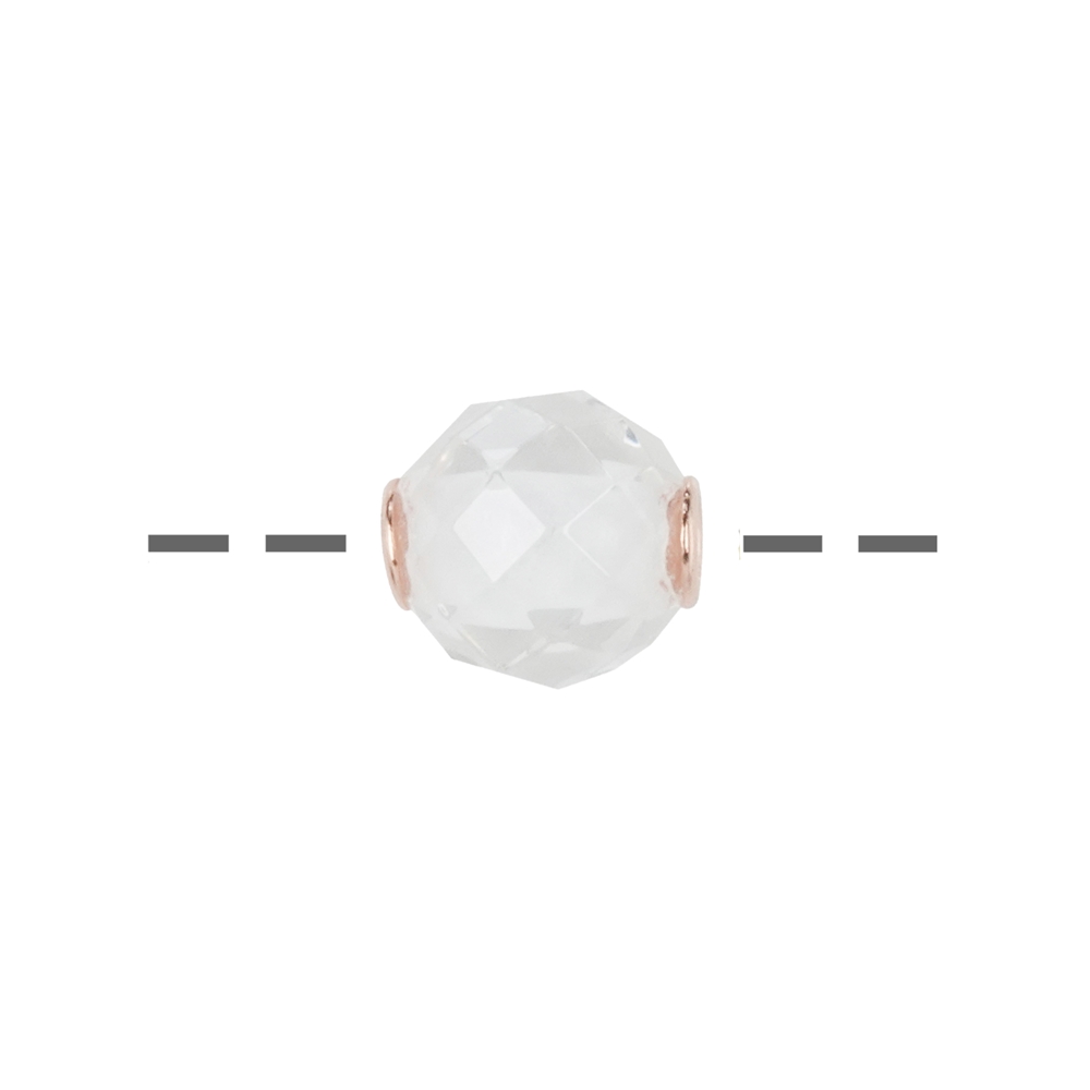 Jewelry ball Rock Crystal 12mm, faceted, rose gold plated