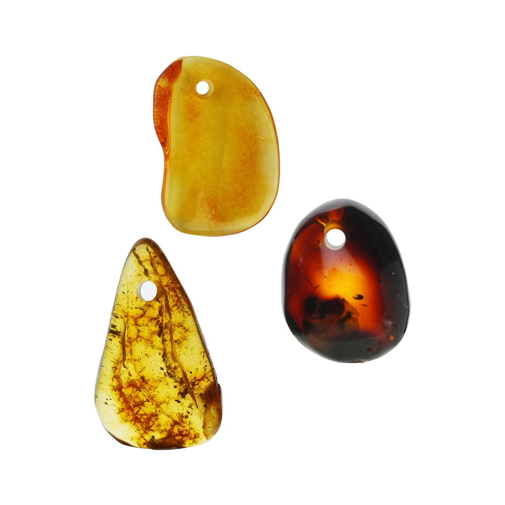 Tumbled Stone Amber, front drilled, 2,5 - 3,0cm