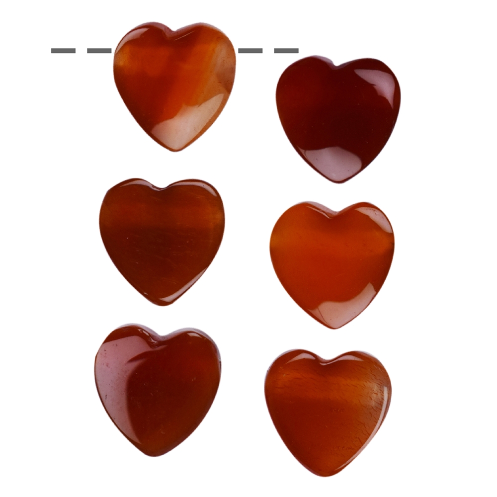Heart carnelian (burnt) drilled, 15mm