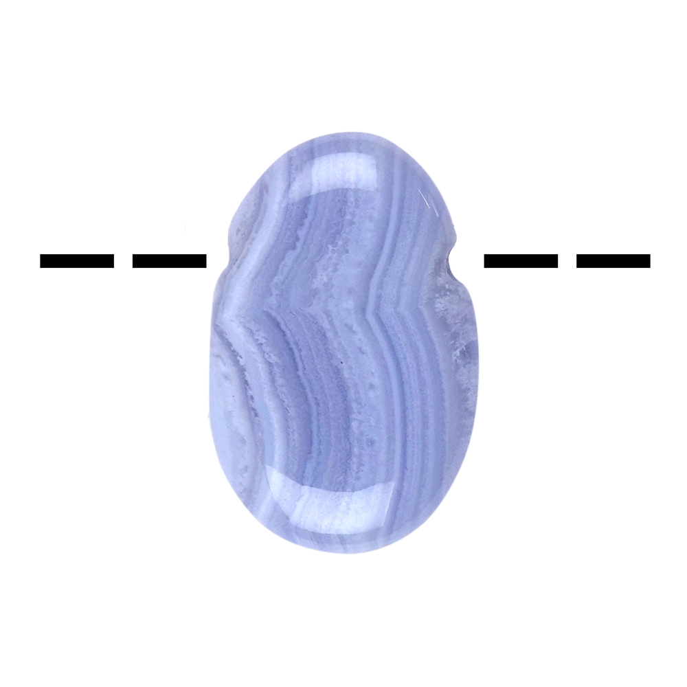Pierre roulée Calcédoine bleue (extra) percée, 3,5 - 4,0cm