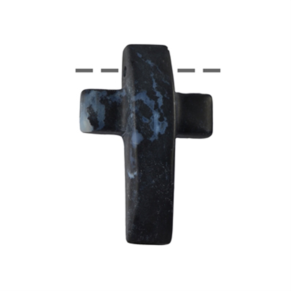 Croix bombée Onyx mat (gef.) percée, 4,5cm