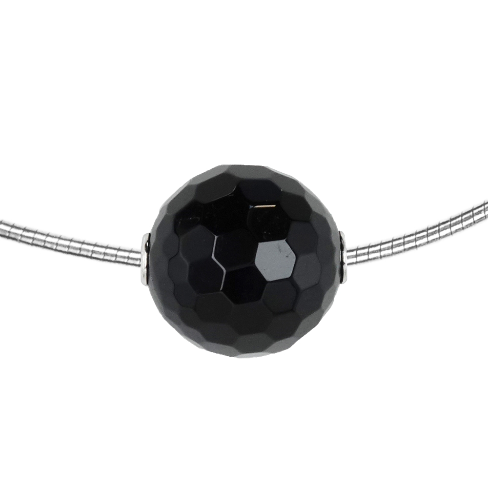 Boule de bijouterie Onyx (sertie) 20mm, rhodiée