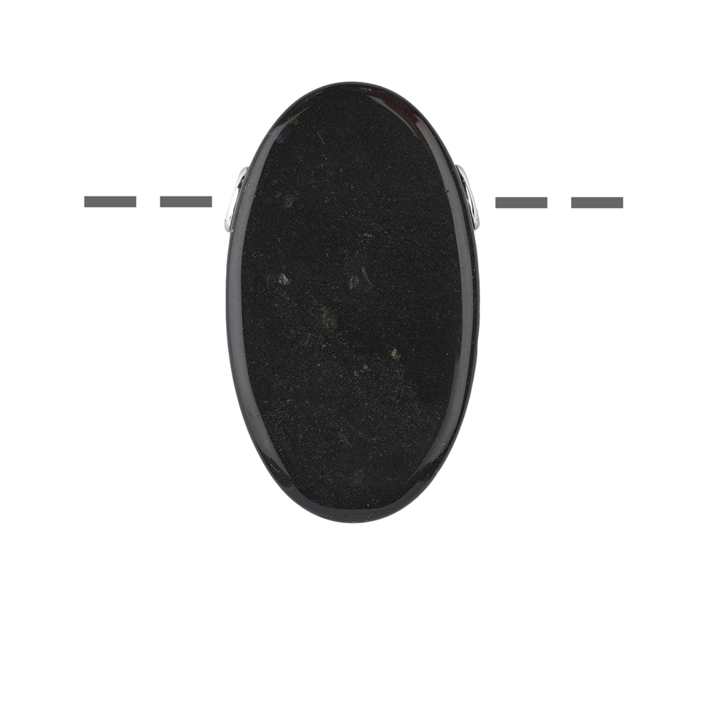 Oval Onyx (natur) gebohrt, 3,5cm, rhodiniert