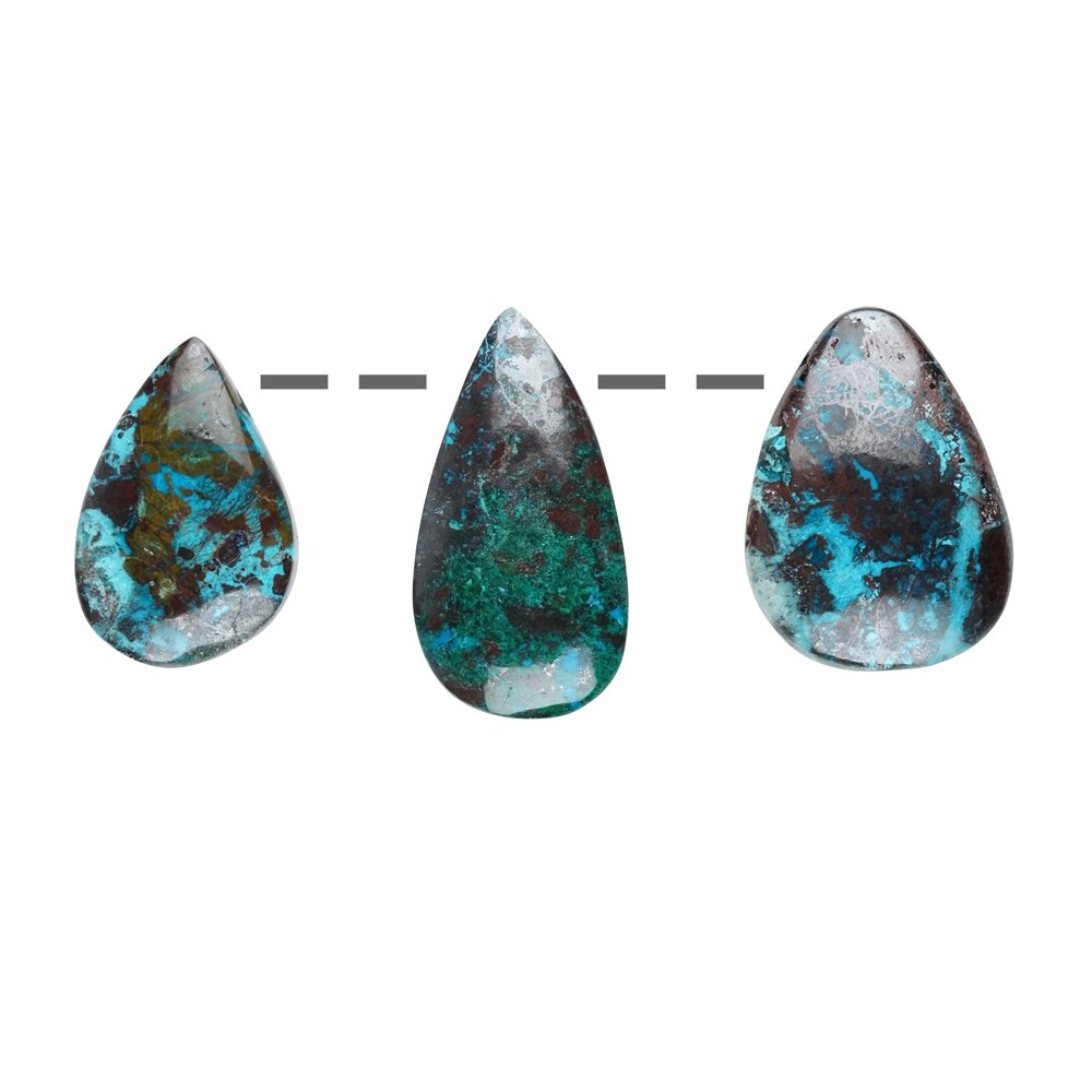 Cabochon Chrysocolle percé dans une matrice (stab.), 3,5-4,5cm