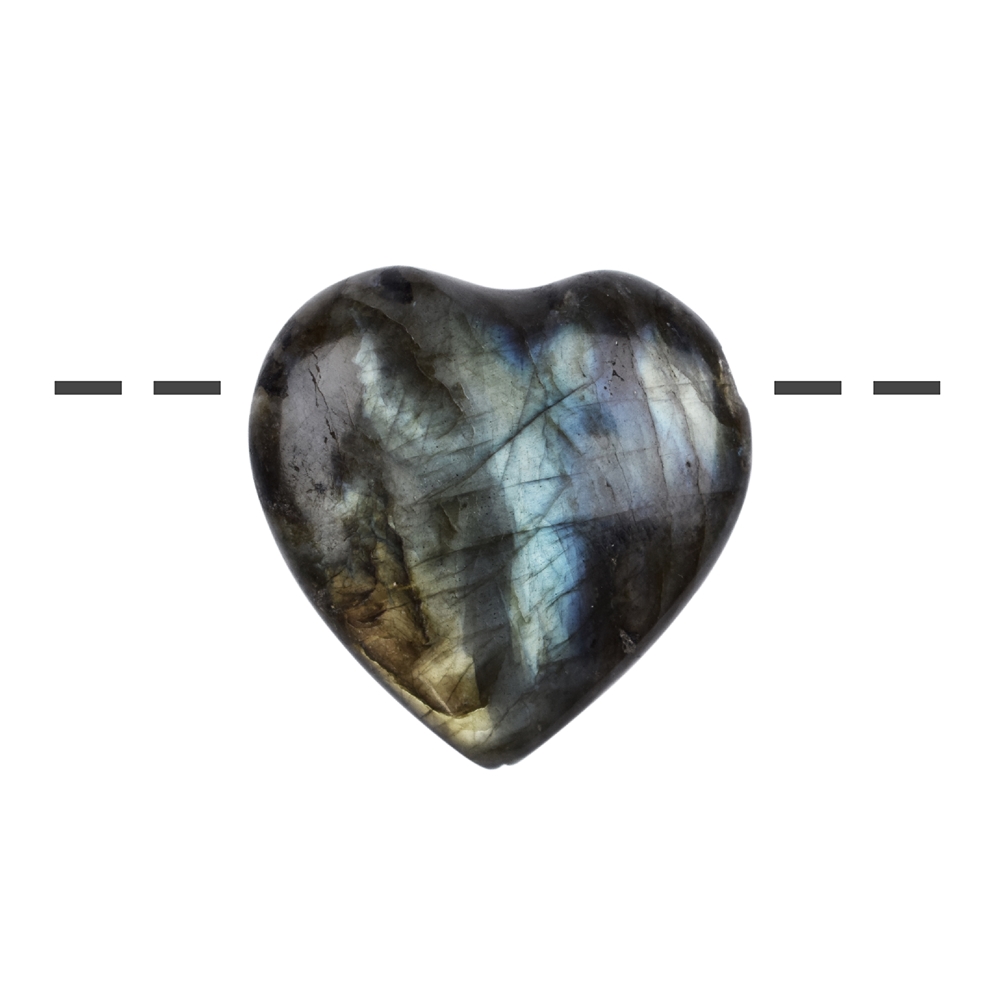 Drilled labradorite heart, 2.8 x 2.8 cm