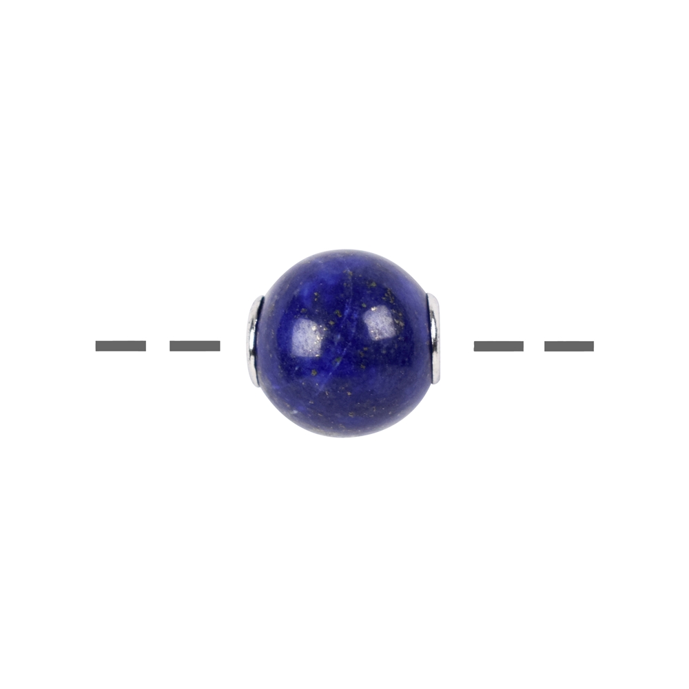 Jewelry ball Lapis Lazuli 12mm, rhodium plated