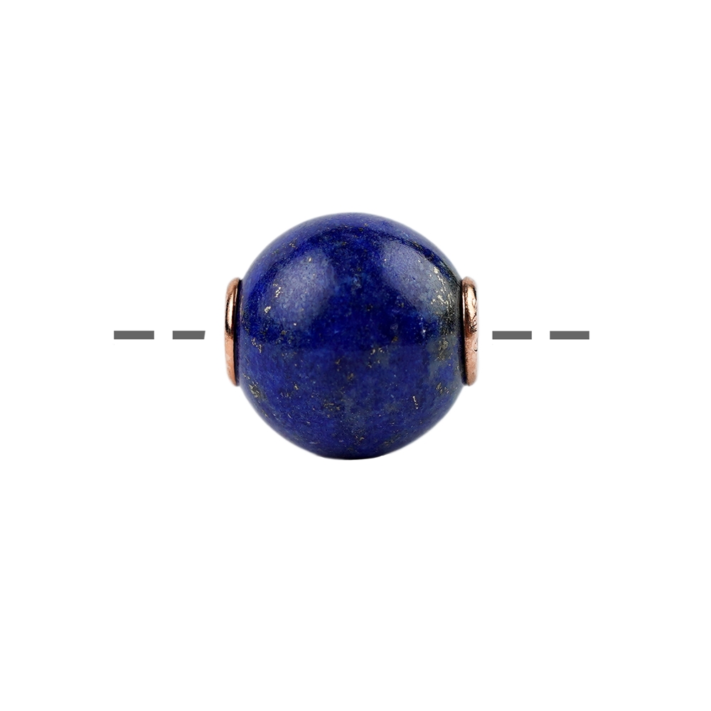 Boule de bijouterie Lapis-lazuli 12mm, doré à la rose