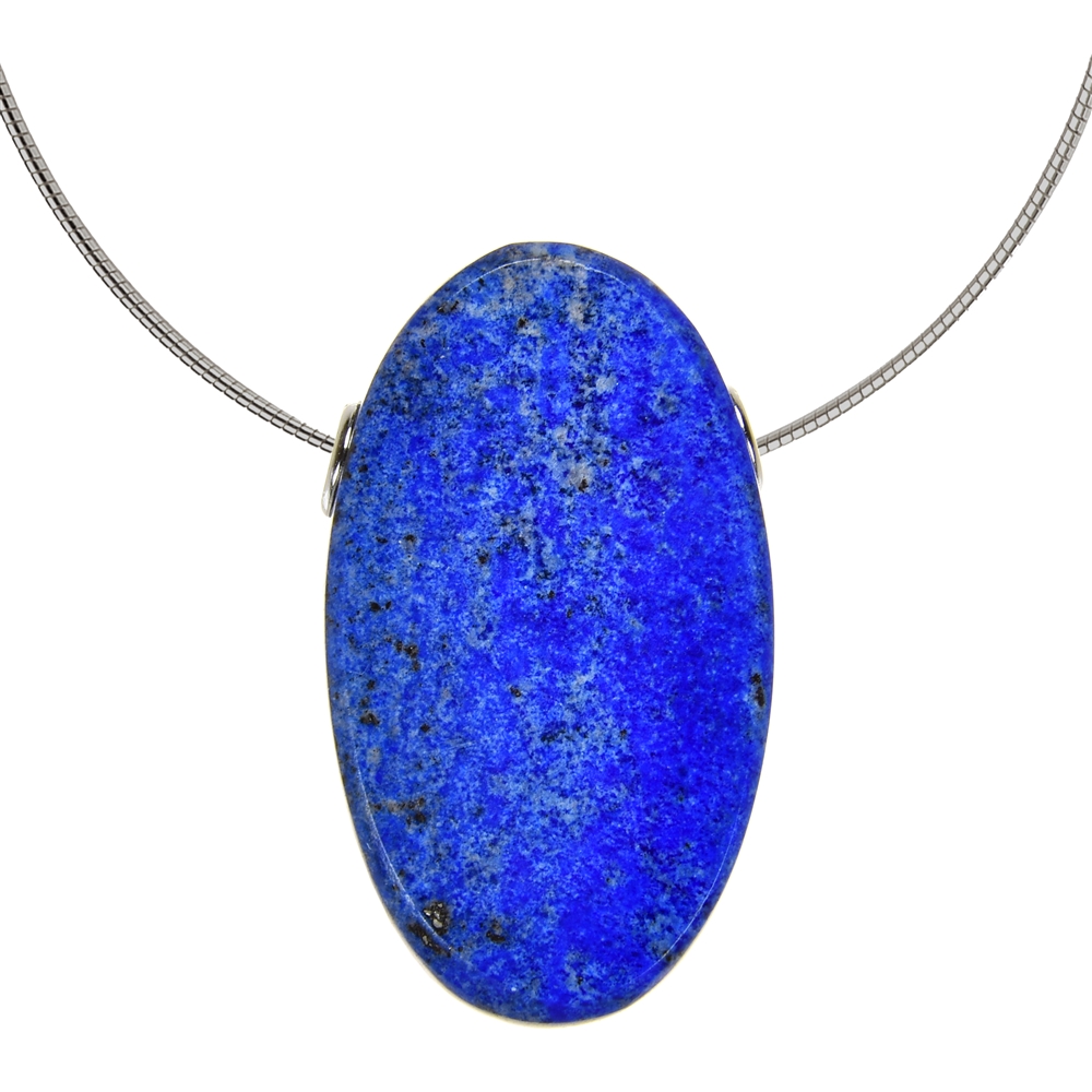 Ovale Lapis-lazuli, percé, 3,5 x 2,0cm, rhodié 