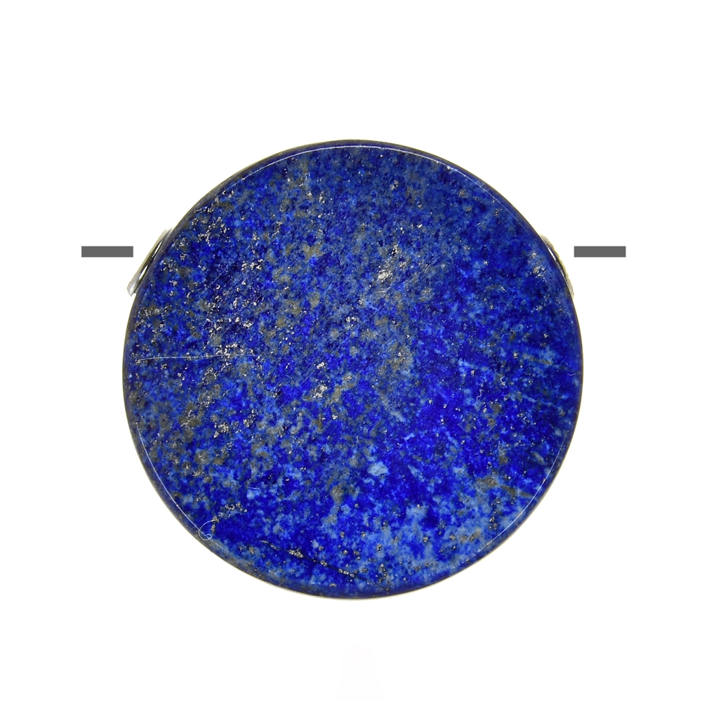 Circle drilled, Lapis Lazuli, 3,5cm, rhodium plated