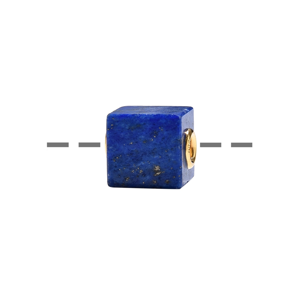 Lapis Lazuli cube, drilled, 1.0 cm, gold-plated caps | Marco Schreier