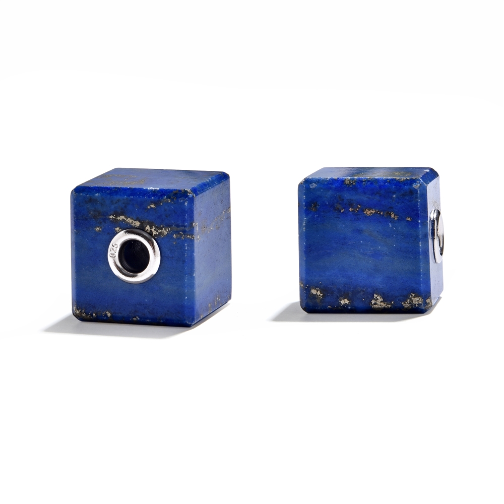 Lapis Lazuli cube, drilled, 2.0 cm, rhodiniert caps | Marco Schreier
