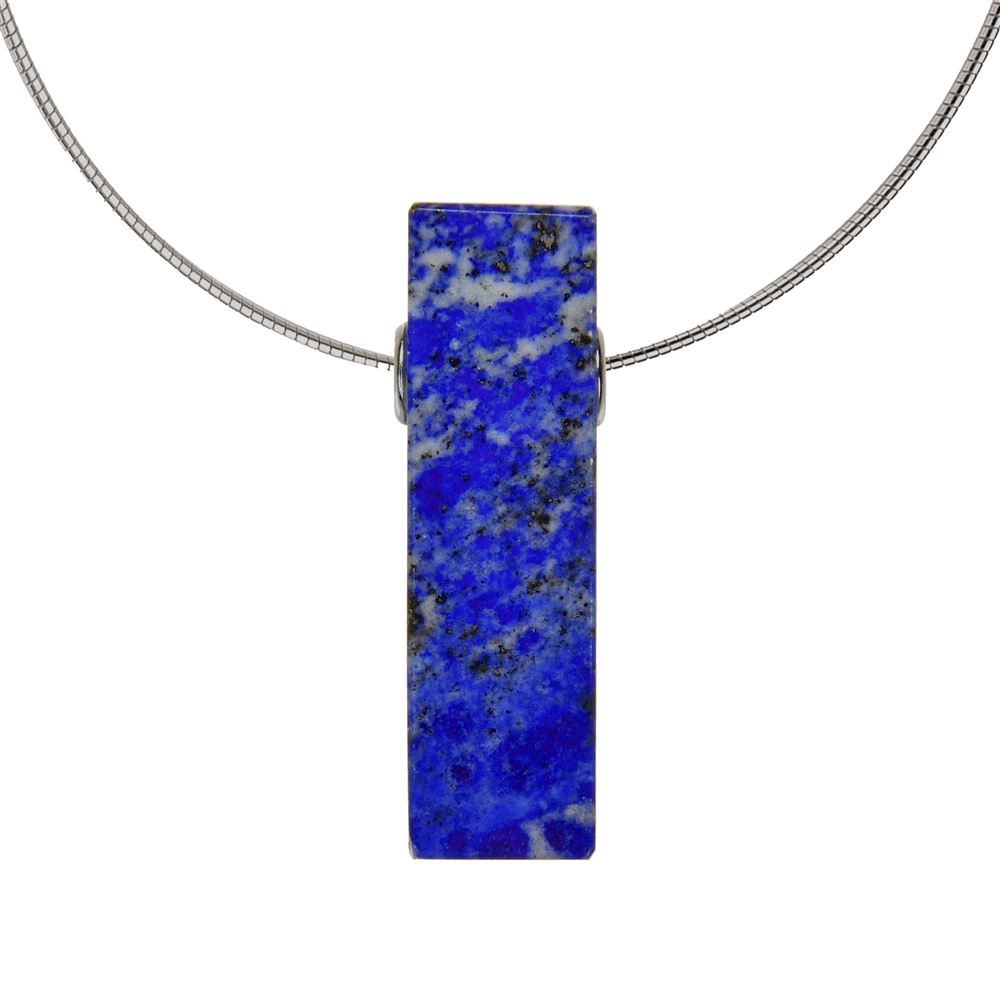 Cube Lapis-lazuli, percé, 3,5x 1,0cm, rhodié
