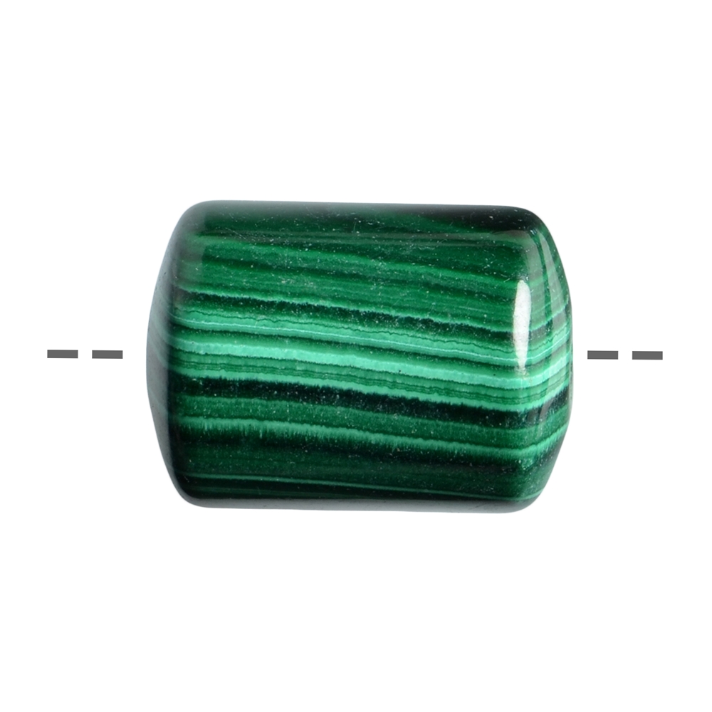 Drilled Malachite spindle/barrel, 2.0 x 1.6 cm, 1 mm hole