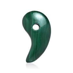 0410695513 Magatama Malachite (stab.), drilled, 3.2cm | wholesaler gems & healing stones