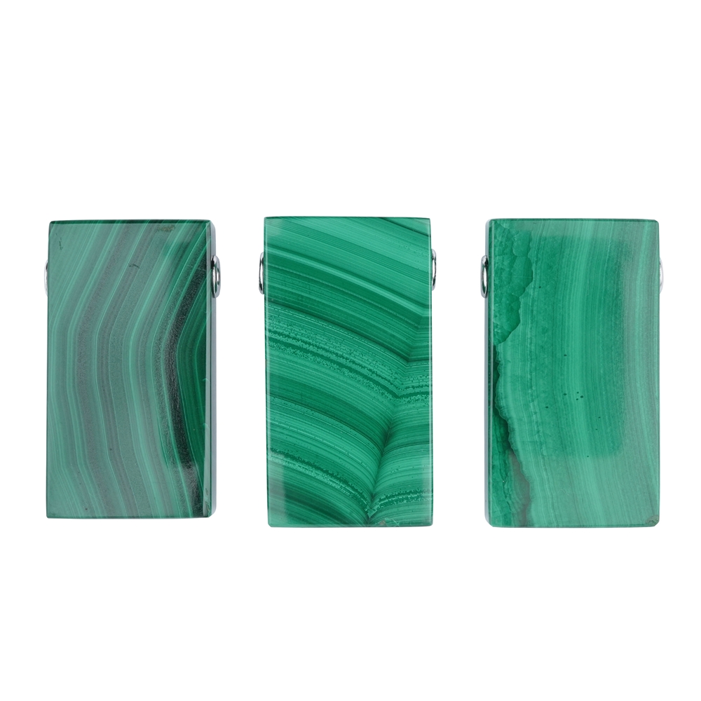 Parallélépipède rectangle Malachite (stab.), percé, 4,0cm, calottes rhodiées