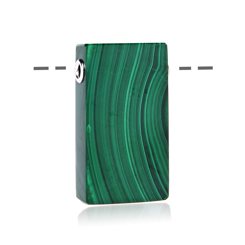 Parallélépipède rectangle Malachite (stab.), percé, 4,0cm, calottes rhodiées