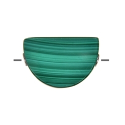 0410699820 Half round Malachite (bar.) drilled, 3,0 x 2,5cm, rhodium plated | Marco Schreier