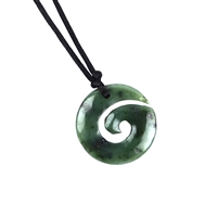 Maori pendant Koru spiral with garnish in pouch