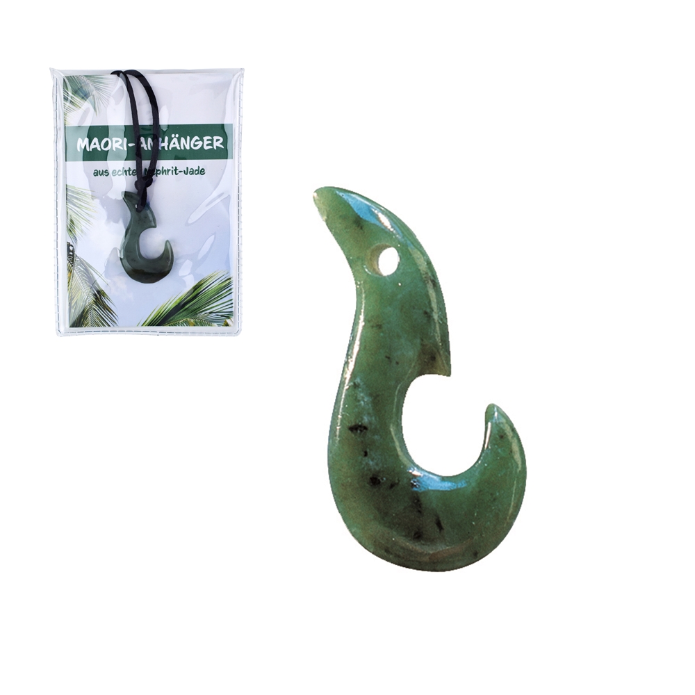 Maori pendant fish hook small with garnish in pouch