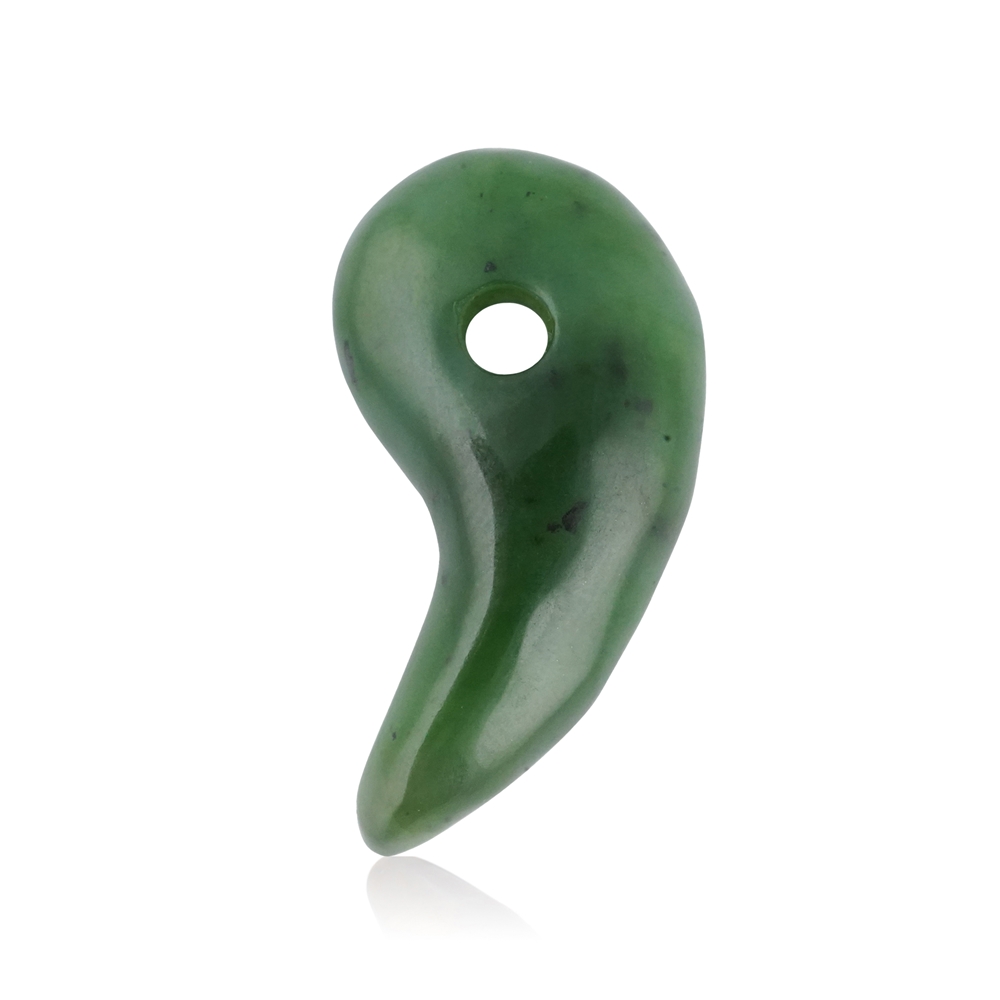 0411695513 Magatama Nephrit, gebohrt, 3,2cm | Großhändler Edelsteine, Heilsteine & Schmuck