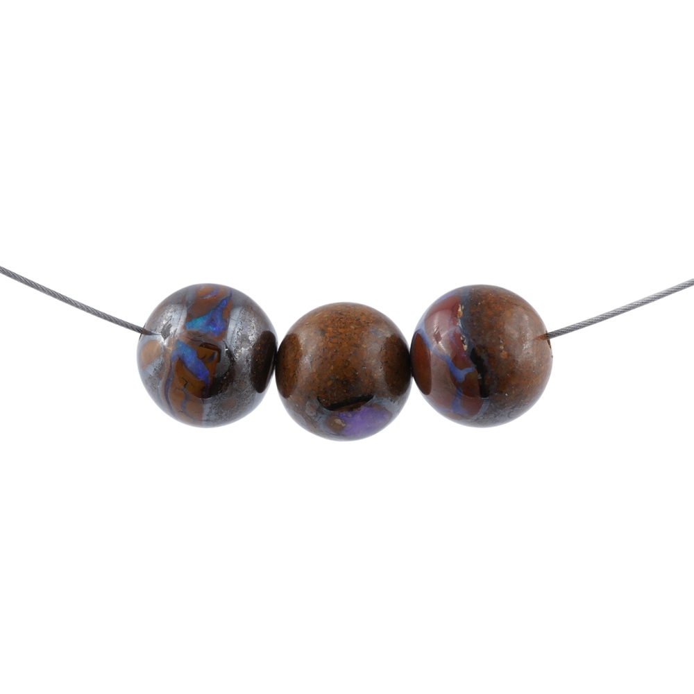 Boulder Opal ball drilled, 15mm, 1mm hole