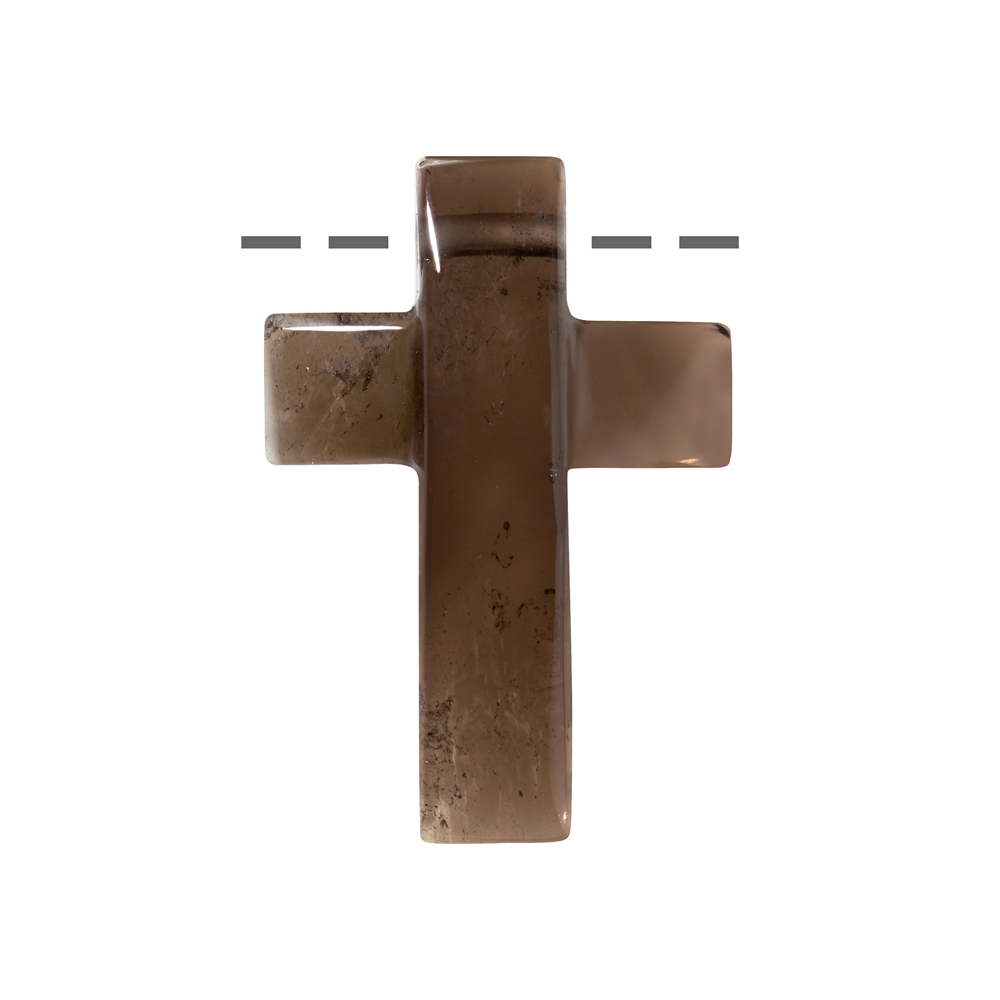 Kreuz gewölbt Rauchquarz gebohrt, 4,5 cm