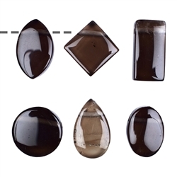 0412895600 Cabochon set Smoky Quartz drilled (6 pcs./VE) | wholesaler gems & healing stones