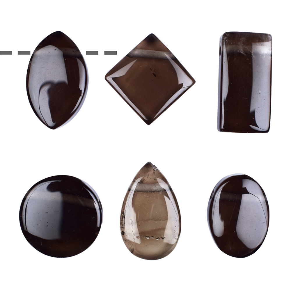 Cabochon set Smoky Quartz drilled (6 pcs./VE)