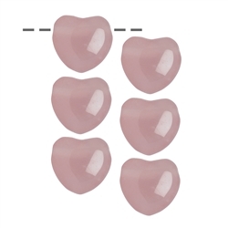 0413390624 Heart Rose Quartz drilled, 2,5cm (6pcs/dl) | wholesaler gems & healing stones