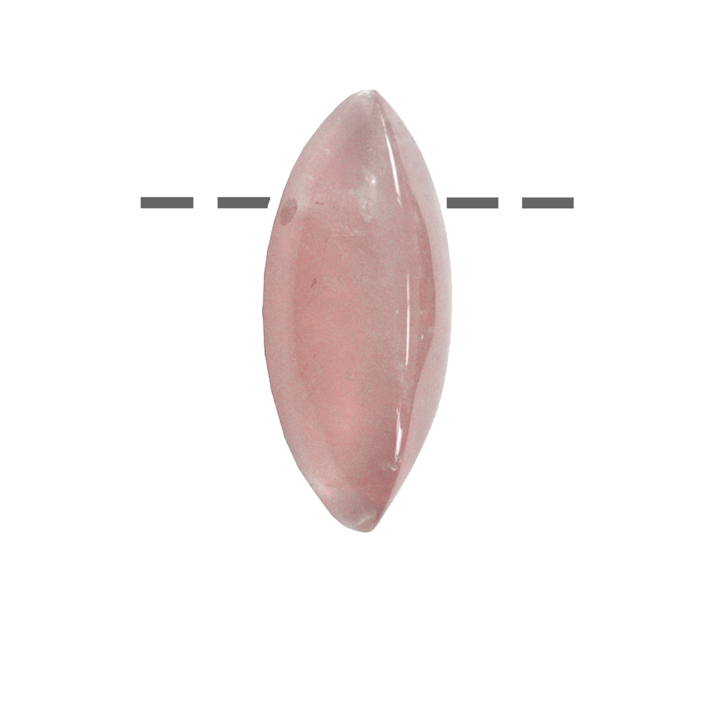 Navetta di quarzo rosa forata, 3,0 cm