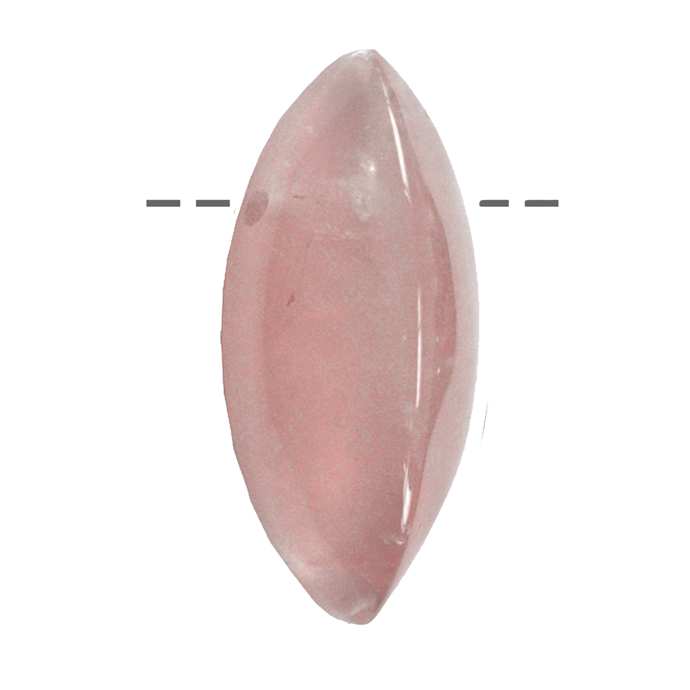 Navetta di quarzo rosa forata, 4,5 cm