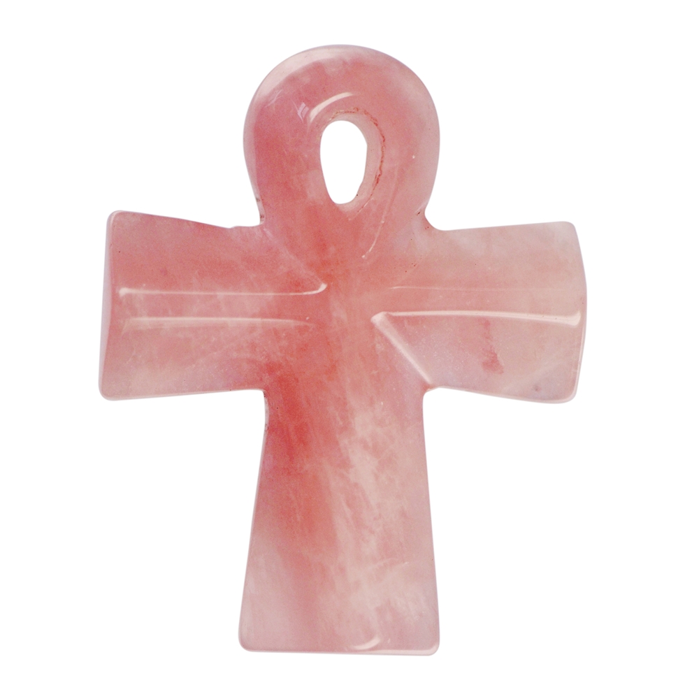 Croce "Anch" in quarzo rosa, 4,5 x 3 cm