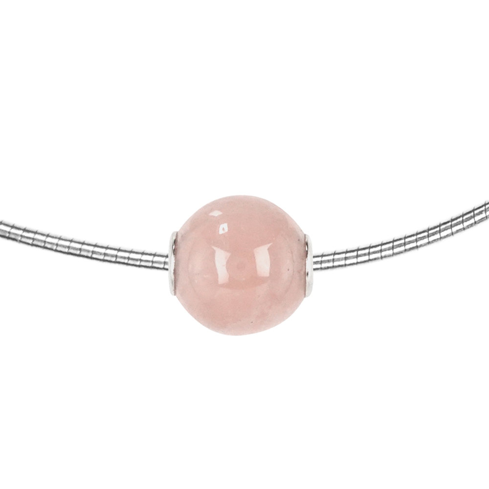 Jewelry ball Rose Quartz 12mm, rhodium plated