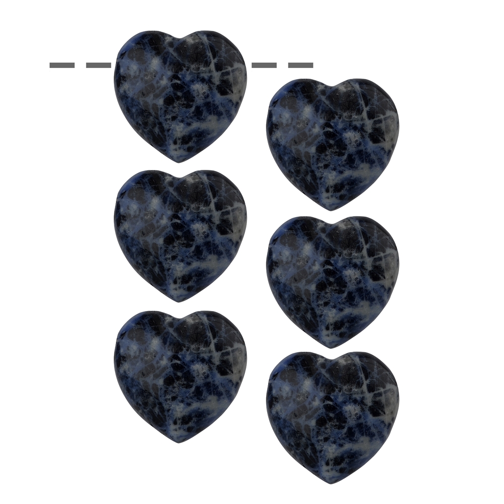 Coeur Sodalite percé, 2,5cm (6 pcs/unité)