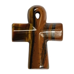 0415393843 Cross "Anch" Tiger's Eye, 4,5 x 3cm | wholesaler gems, healing stones & jewelry