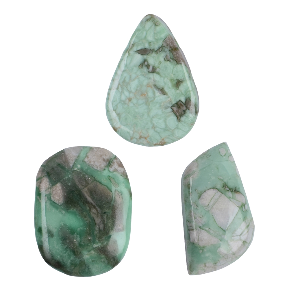 Cabochon di variscite forato, 3,0 - 4,0 cm