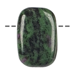 0416392330 Rectangle bulbous Zoisite with Ruby drilled, 3,0cm | Marco Schreier