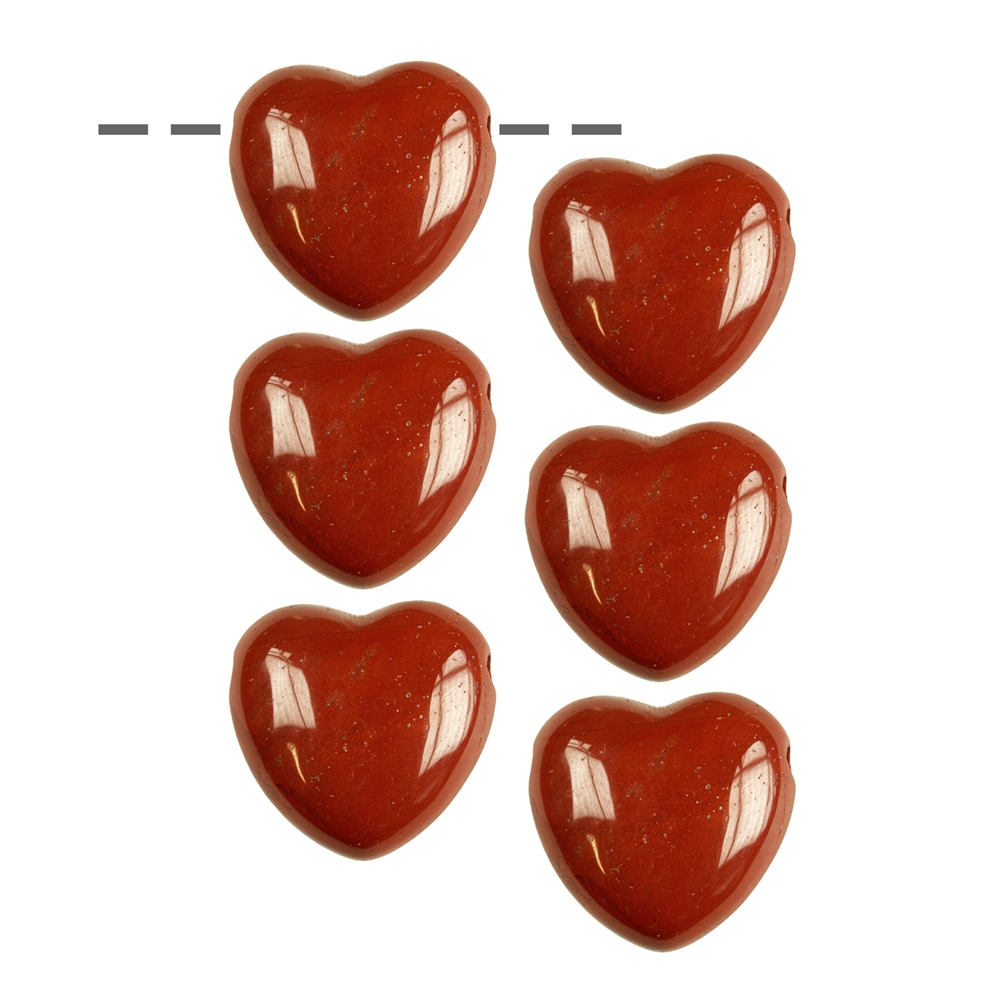 Diaspro cuore (rosso) forato, 2,5 cm (6 pz./VE)