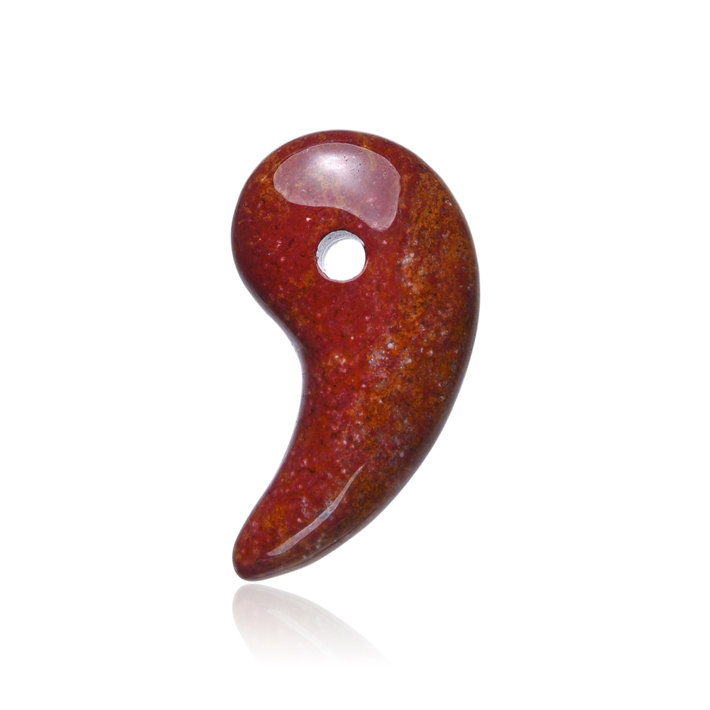 Jaspe magatama (rojo), perforado, 3,2cm