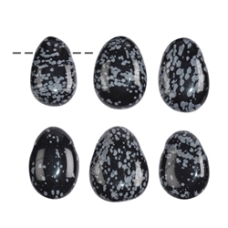 0417193002 Tumbled Stone Obsidian (Snowflake Obsidian) Drilled | Marco Schreier