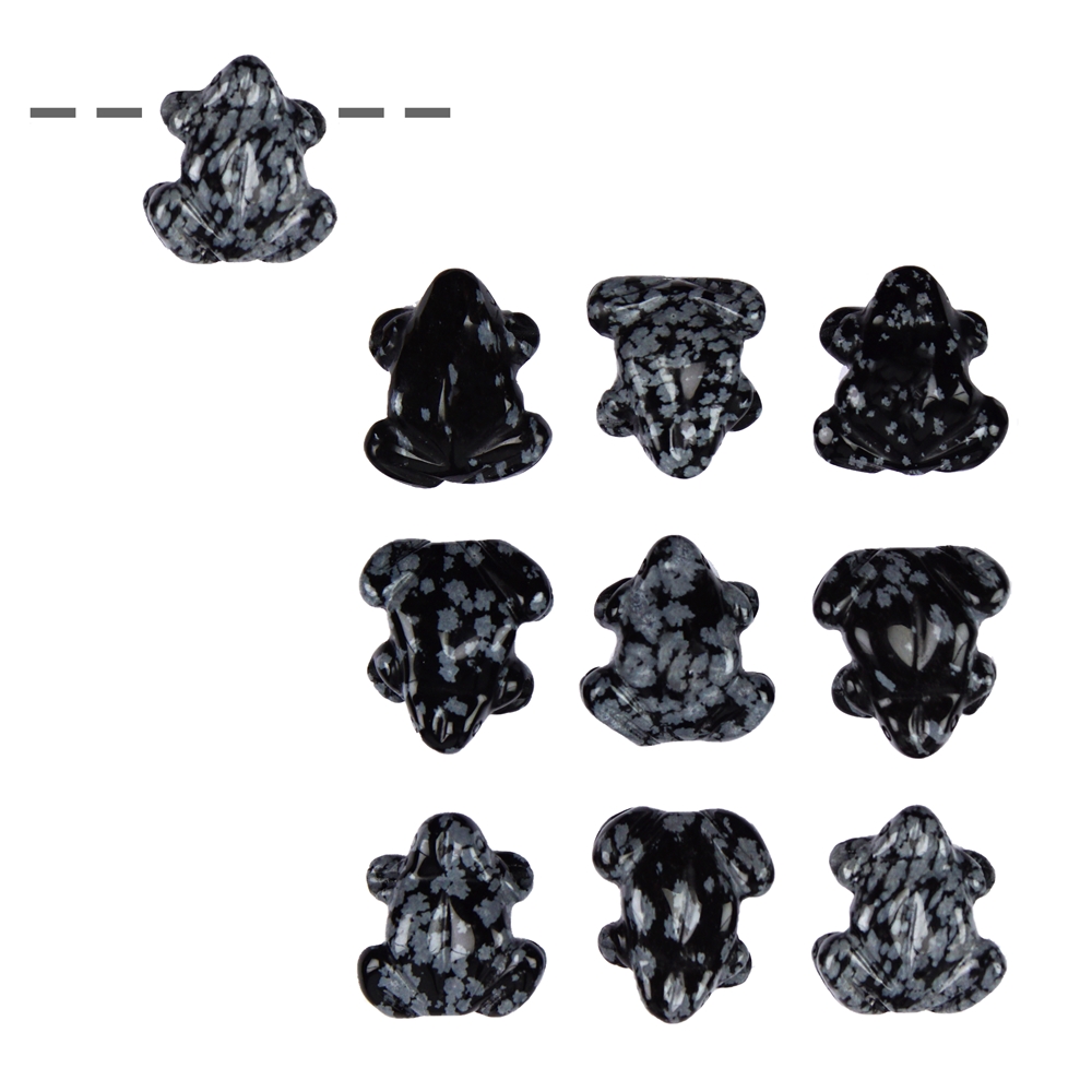 Frosch Obsidian (Schneeflockenobsidian) gebohrt, 2,5cm (10 St./VE)  Sonderpreis!