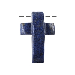 0418393841 Cross curved Dumortierite drilled, 4,5cm | wholesaler gems & healing stones