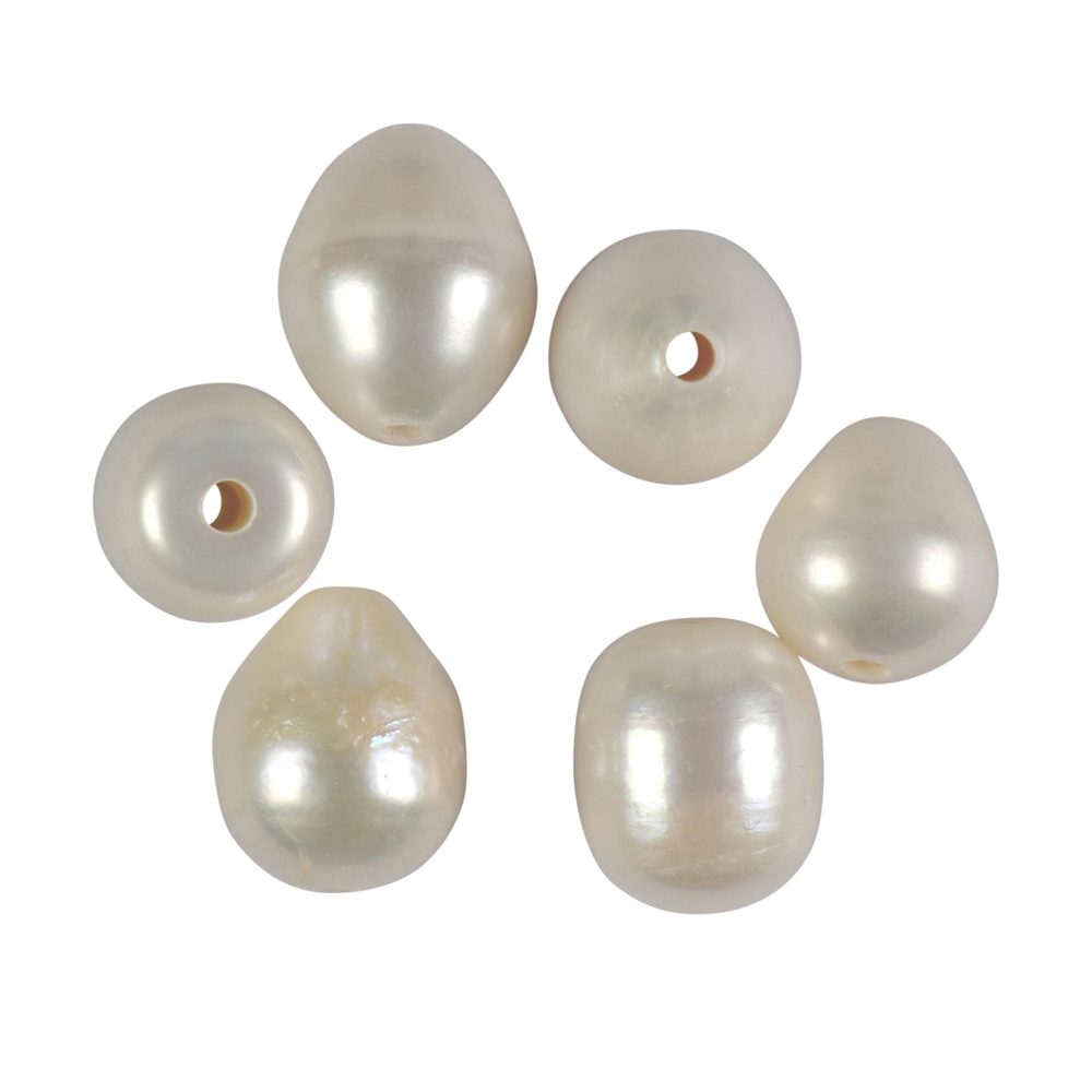 Perline ovali forate, circa 12 - 16 mm (6 pezzi/confezione)