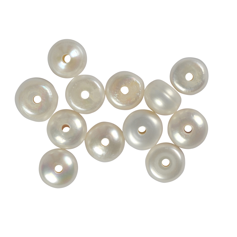 Perlen Button gebohrt, ca. 09 - 12mm (12 St./VE)